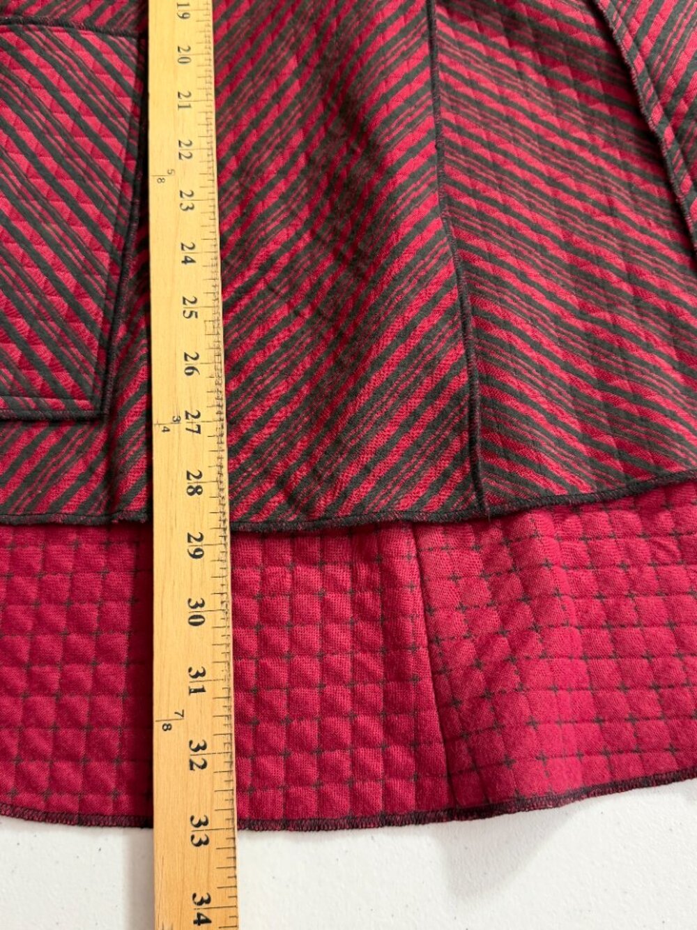 Habitat Red Black Striped Artsy Swing Vest Jacket Pockets Size Small - Picture 11 of 12